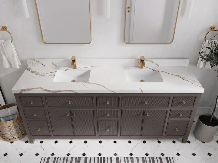 Sonoma 84 in W x 22 in D Free Standing Reeded Double Sink Bathroom Vanity - photo 10