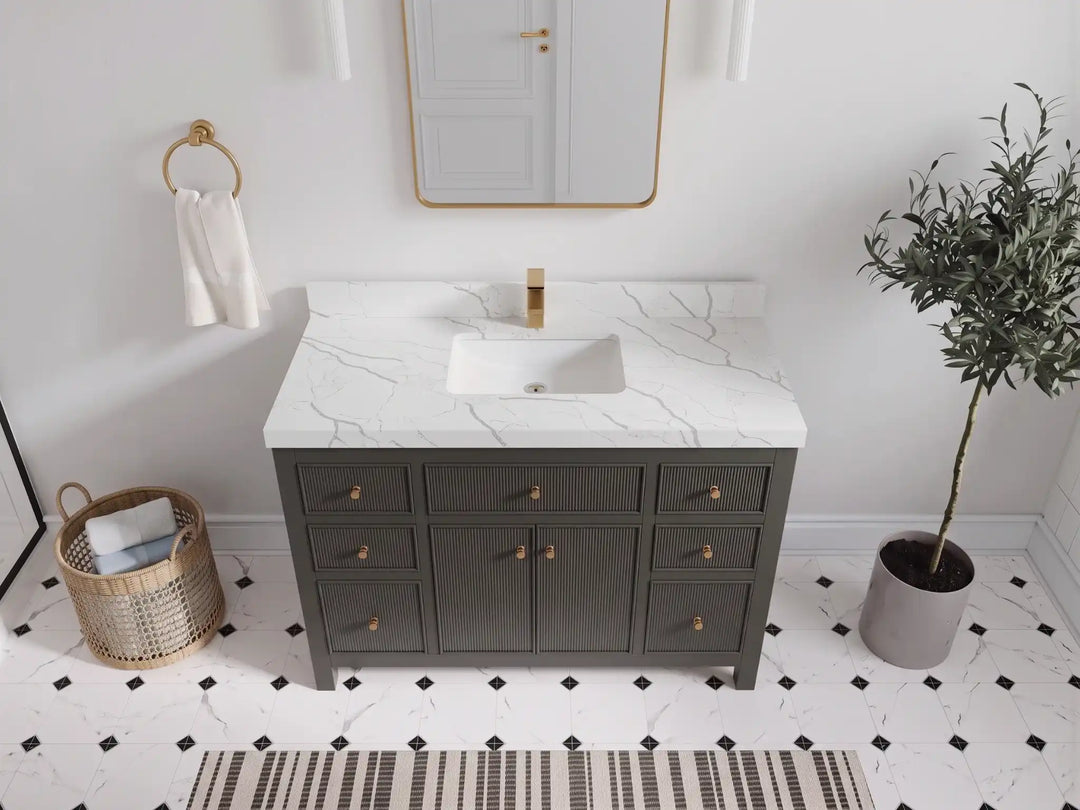 Sonoma 48 in W x 22 in D Free Standing Reeded Single Sink Bathroom Vanity | 
              
                Urbane Bronze
                
                  
             - SON_URB_WHQZ_48S - photo №29