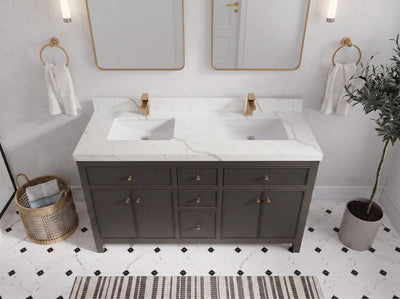 Sonoma 60 in W x 22 in D Free Standing Reeded Double Sink Bathroom Vanity