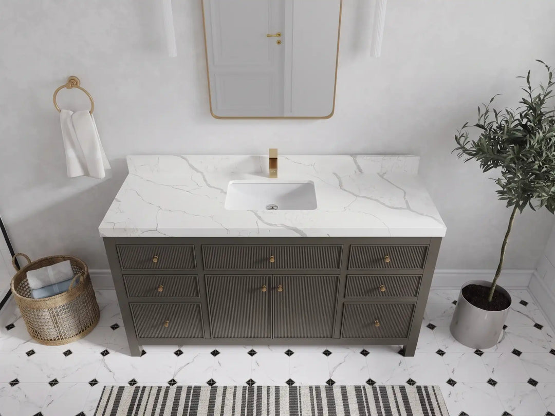 Sonoma 60 in W x 22 in D Free Standing Reeded Single Sink Bathroom Vanity | 
              
                Urbane Bronze
                
                  
             - SON_URB_WHQZ_60S - photo №8
