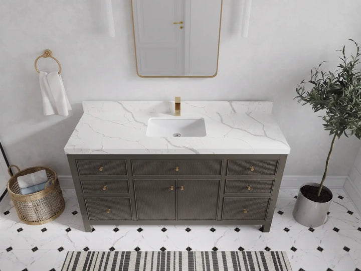 Sonoma 60 in W x 22 in D Free Standing Reeded Single Sink Bathroom Vanity - photo 8