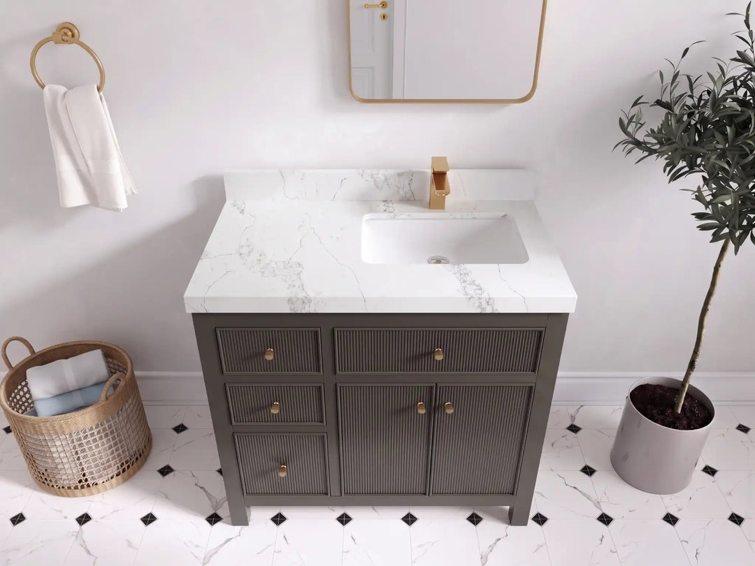 Sonoma 36 in. W x 22 in. D Right Offset Sink Bathroom Vanity | 
              
                Urbane Bronze
                
                  
             - SON_URB_WHQZ_36R - photo №12