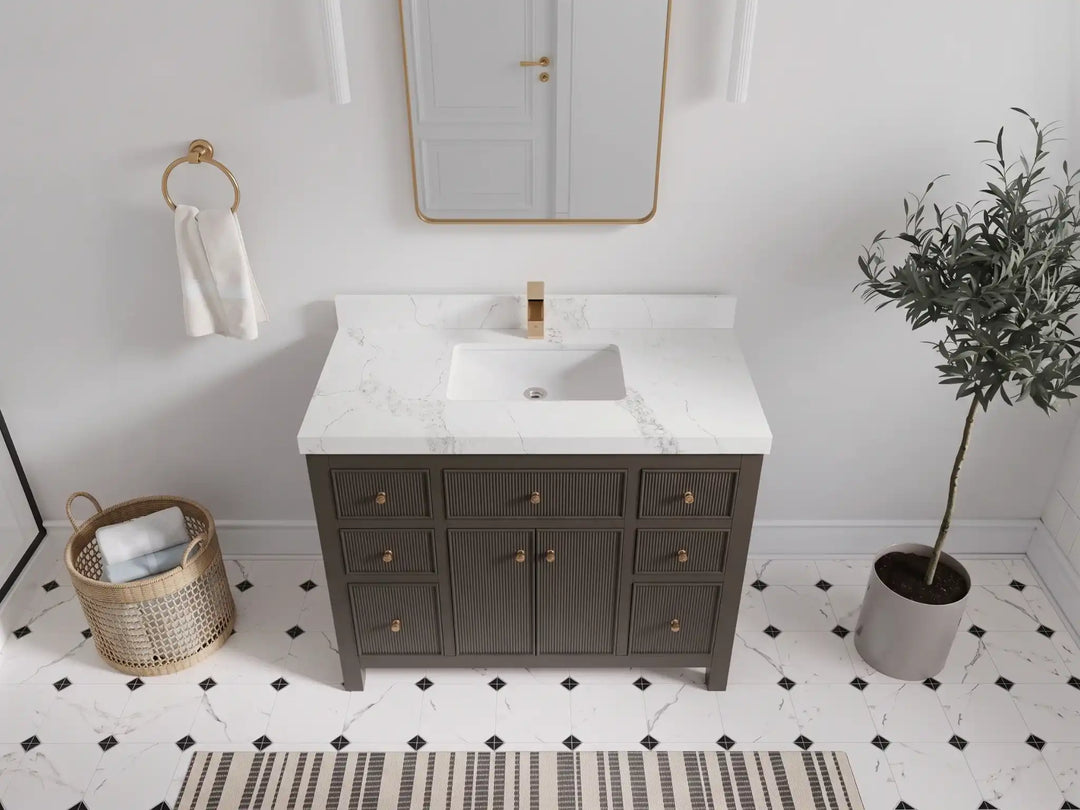 Sonoma 42 in W x 22 in D Free Standing Reeded Single Sink Bathroom Vanity | 
              
                Urbane Bronze
                
                  
             - SON_URB_WHQZ_42 - photo №10