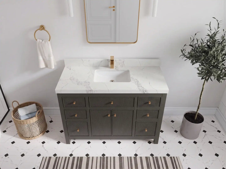 Sonoma 48 in W x 22 in D Free Standing Reeded Single Sink Bathroom Vanity - photo 30