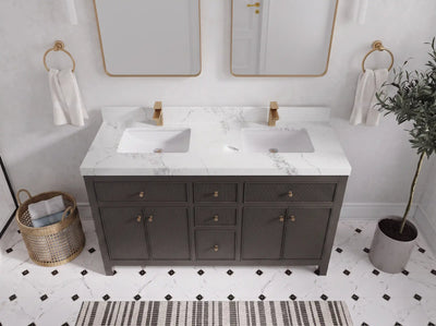 Sonoma 60 in W x 22 in D Free Standing Reeded Double Sink Bathroom Vanity