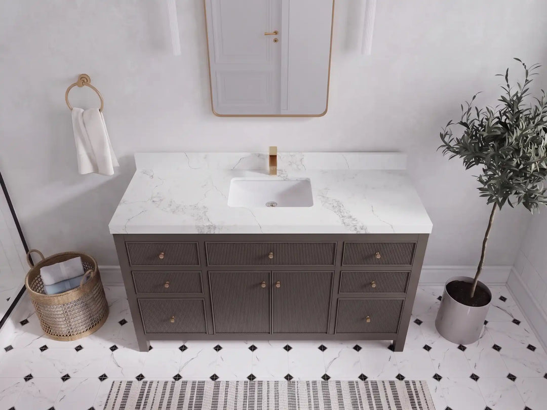 Sonoma 60 in W x 22 in D Free Standing Reeded Single Sink Bathroom Vanity | 
              
                Urbane Bronze
                
                  
             - SON_URB_WHQZ_60S - photo №9