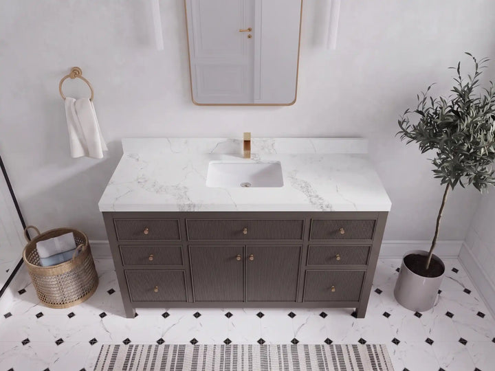 Sonoma 60 in W x 22 in D Free Standing Reeded Single Sink Bathroom Vanity - photo 9