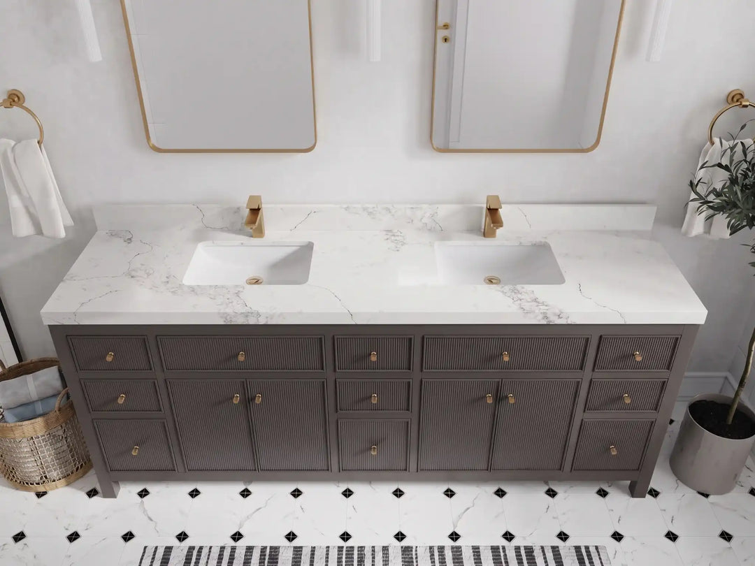 Sonoma 84 in W x 22 in D Free Standing Reeded Double Sink Bathroom Vanity | 
              
                Urbane Bronze
                
                  
             - SON_URB_WHQZ_84D - photo №12