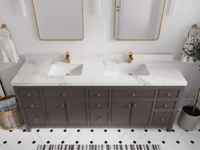 Sonoma 84 in W x 22 in D Free Standing Reeded Double Sink Bathroom Vanity