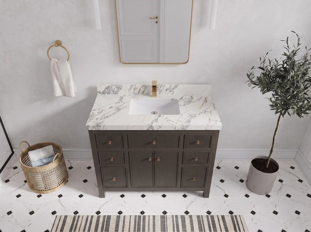 Sonoma 42 in W x 22 in D Free Standing Reeded Single Sink Bathroom Vanity | 
              
                Urbane Bronze
                
                  
             - SON_URB_WHQZ_42 - photo №11