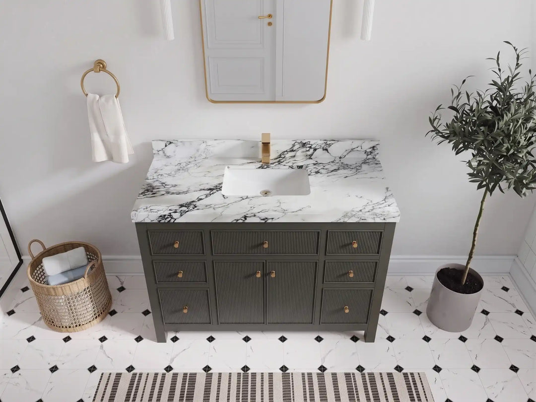 Sonoma 48 in W x 22 in D Free Standing Reeded Single Sink Bathroom Vanity | 
              
                Urbane Bronze
                
                  
             - SON_URB_WHQZ_48S - photo №31