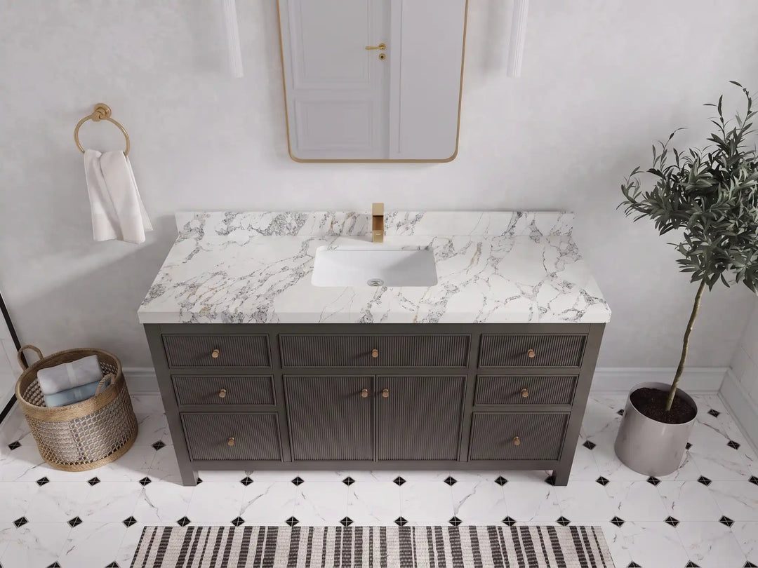Sonoma 60 in W x 22 in D Free Standing Reeded Single Sink Bathroom Vanity | 
              
                Urbane Bronze
                
                  
             - SON_URB_WHQZ_60S - photo №25