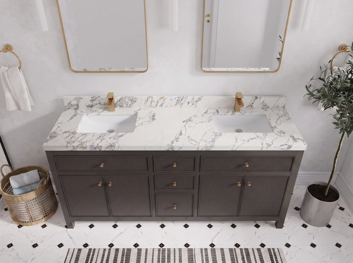 Sonoma 72 in W x 22 in D Free Standing Reeded Double Sink Bathroom Vanity - photo 10