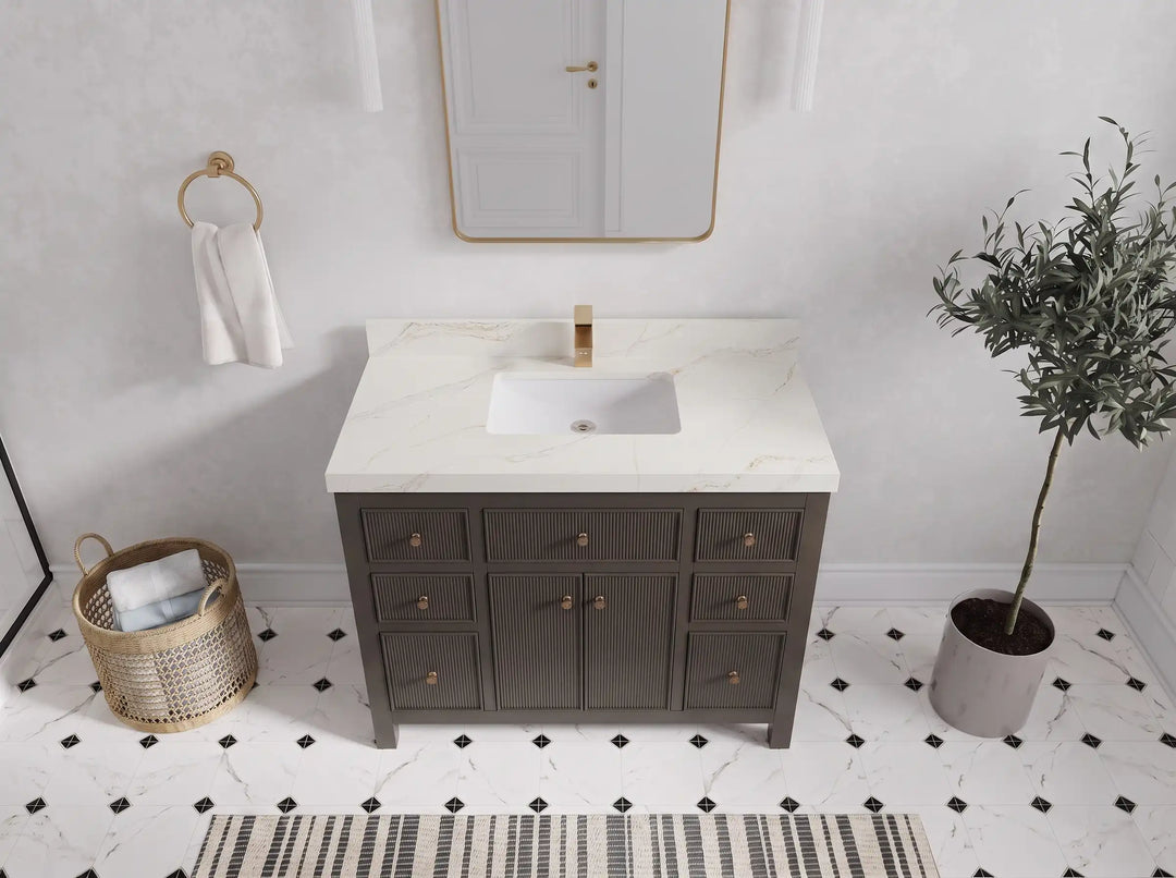 Sonoma 42 in W x 22 in D Free Standing Reeded Single Sink Bathroom Vanity | 
              
                Urbane Bronze
                
                  
             - SON_URB_WHQZ_42 - photo №12