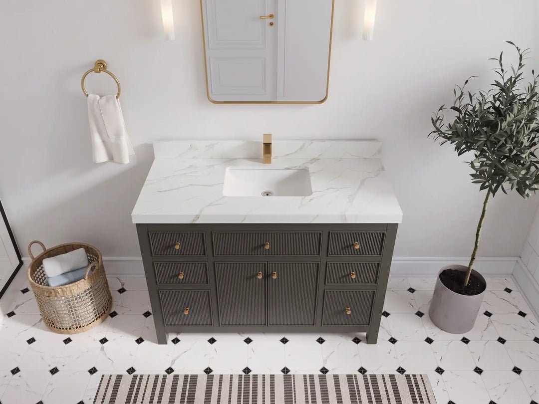 Sonoma 48 in W x 22 in D Free Standing Reeded Single Sink Bathroom Vanity | 
              
                Urbane Bronze
                
                  
             - SON_URB_WHQZ_48S - photo №32