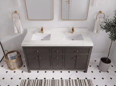 Sonoma 60 in W x 22 in D Free Standing Reeded Double Sink Bathroom Vanity