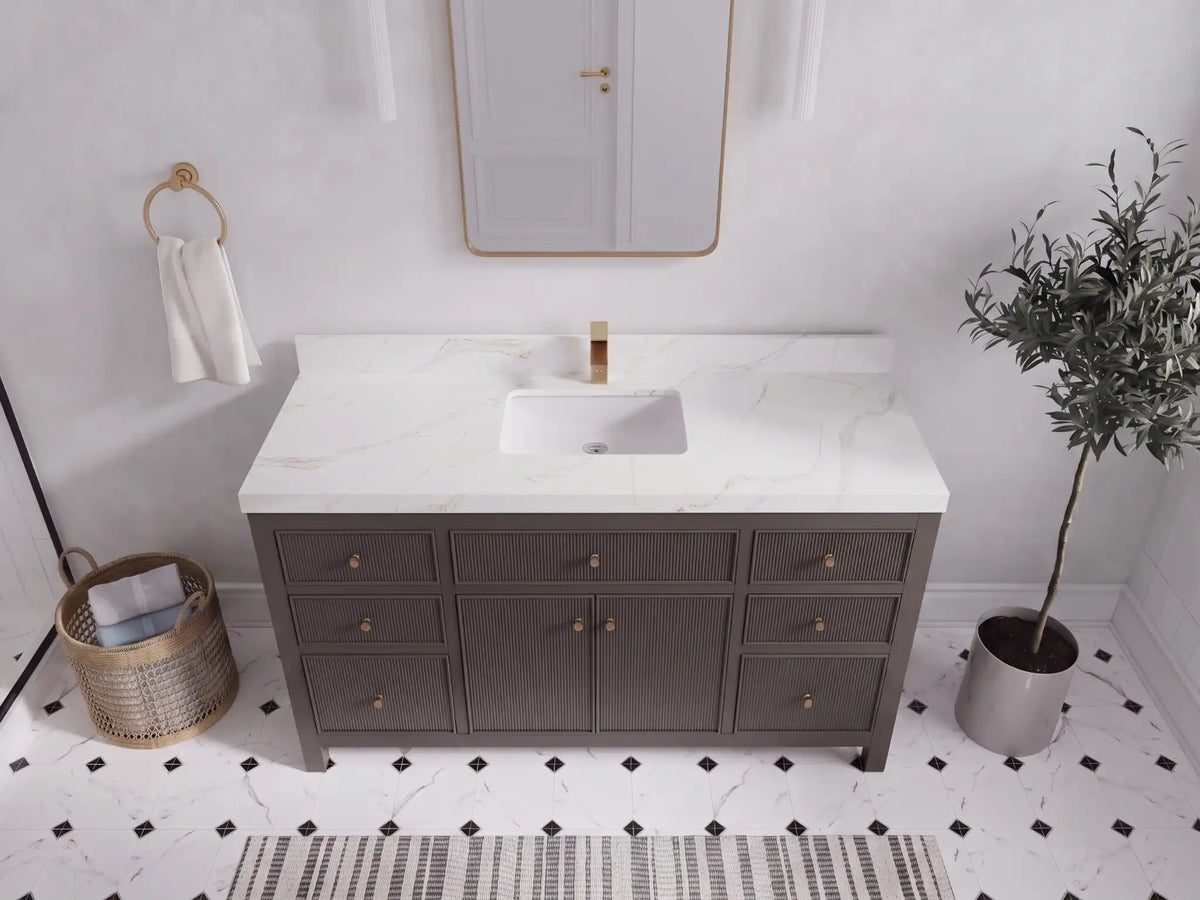 Sonoma 60 in W x 22 in D Free Standing Reeded Single Sink Bathroom Vanity