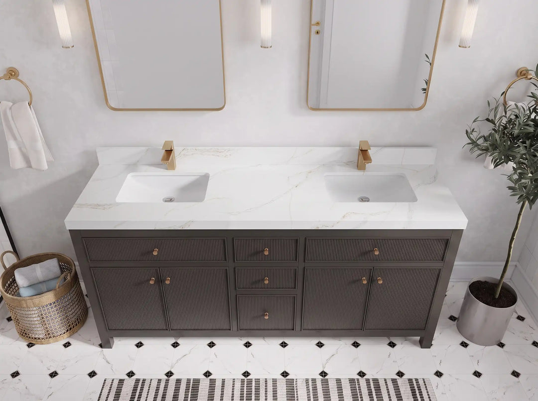 Sonoma 72 in W x 22 in D Free Standing Reeded Double Sink Bathroom Vanity | 
              
                Urbane Bronze
                
                  
             - SON_URB_WHQZ_72D - photo №11