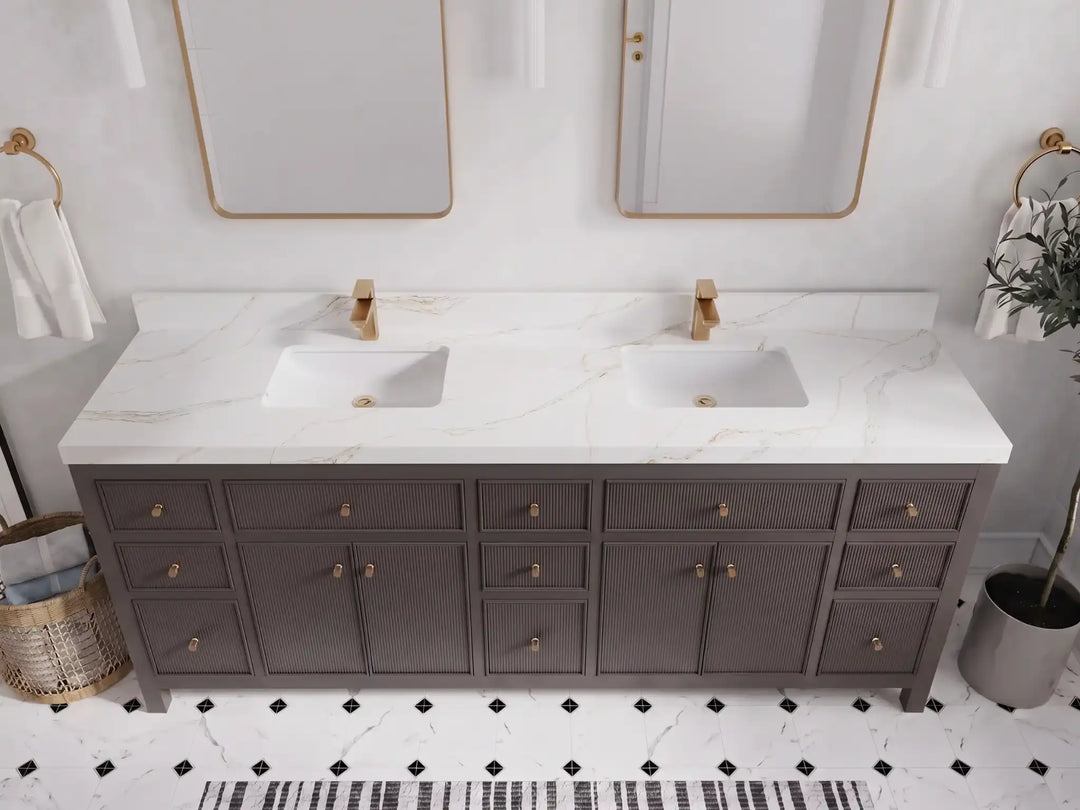 Sonoma 84 in W x 22 in D Free Standing Reeded Double Sink Bathroom Vanity | 
              
                Urbane Bronze
                
                  
             - SON_URB_WHQZ_84D - photo №37