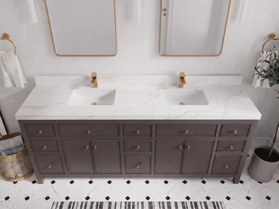 Sonoma 84 in W x 22 in D Free Standing Reeded Double Sink Bathroom Vanity