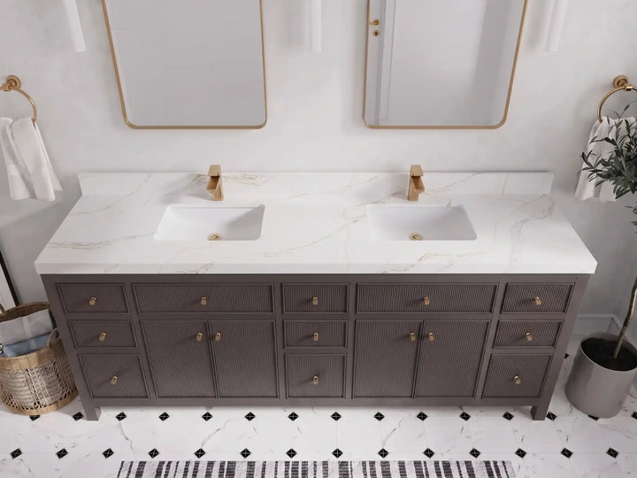 Sonoma 84 in W x 22 in D Free Standing Reeded Double Sink Bathroom Vanity - photo 37