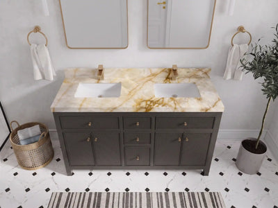 Sonoma 60 in W x 22 in D Free Standing Reeded Double Sink Bathroom Vanity