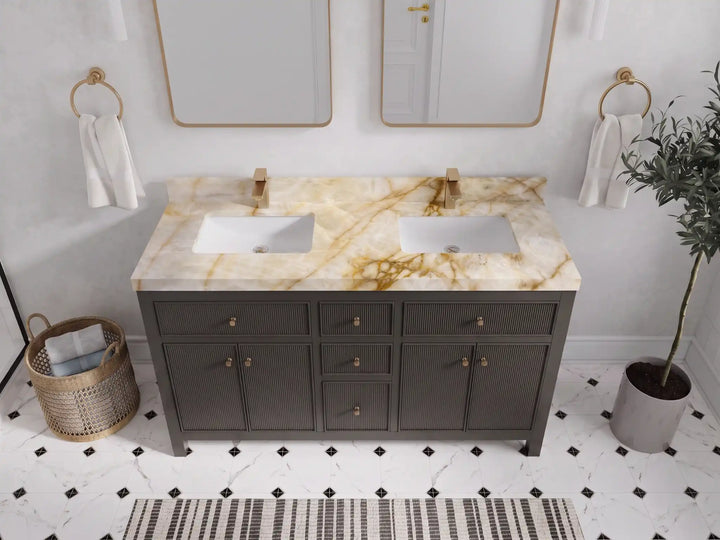 Sonoma 60 in W x 22 in D Free Standing Reeded Double Sink Bathroom Vanity - photo 31