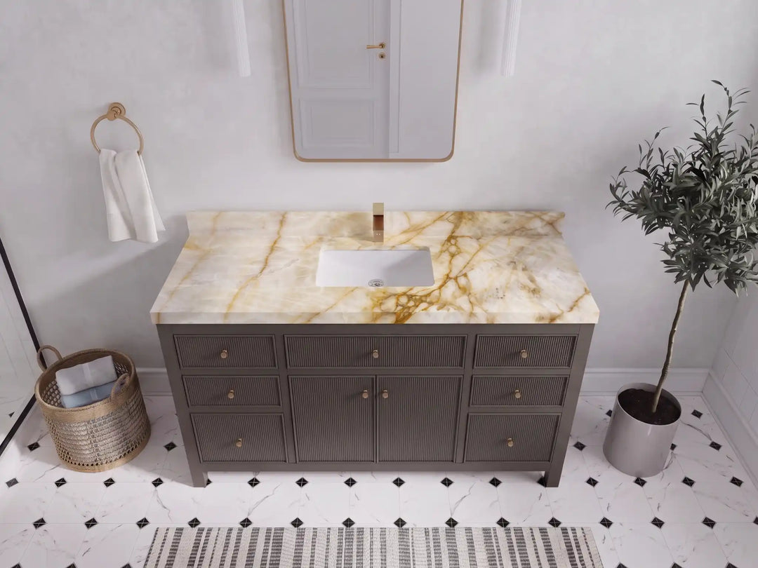 Sonoma 60 in W x 22 in D Free Standing Reeded Single Sink Bathroom Vanity | 
              
                Urbane Bronze
                
                  
             - SON_URB_WHQZ_60S - photo №19