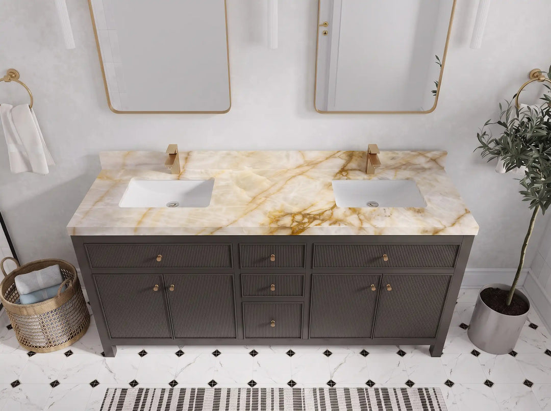 Sonoma 72 in W x 22 in D Free Standing Reeded Double Sink Bathroom Vanity | 
              
                Urbane Bronze
                
                  
             - SON_URB_WHQZ_72D - photo №26