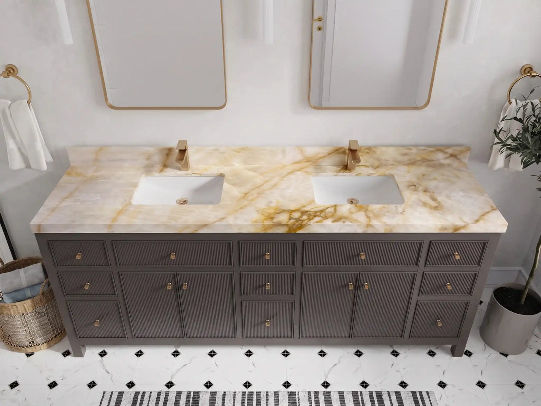 Sonoma 84 in W x 22 in D Free Standing Reeded Double Sink Bathroom Vanity | 
              
                Urbane Bronze
                
                  
             - SON_URB_WHQZ_84D - photo №29