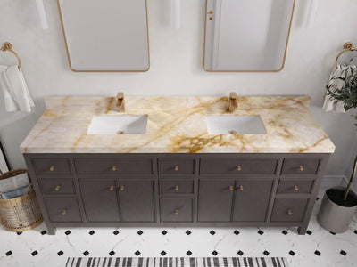 Sonoma 84 in W x 22 in D Free Standing Reeded Double Sink Bathroom Vanity