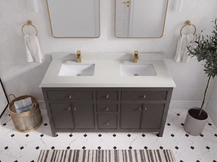 Sonoma 60 in W x 22 in D Free Standing Reeded Double Sink Bathroom Vanity - photo 38