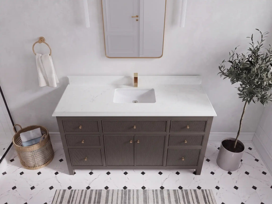 Sonoma 60 in W x 22 in D Free Standing Reeded Single Sink Bathroom Vanity | 
              
                Urbane Bronze
                
                  
             - SON_URB_WHQZ_60S - photo №24