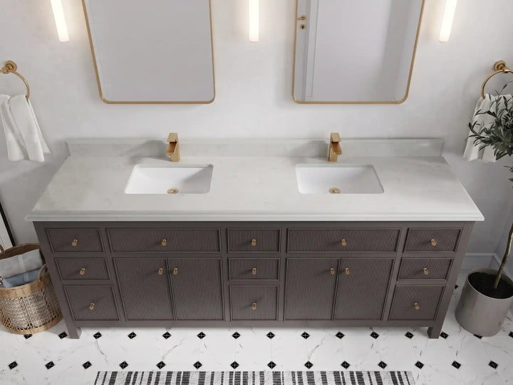 Sonoma 84 in W x 22 in D Free Standing Reeded Double Sink Bathroom Vanity - photo 35