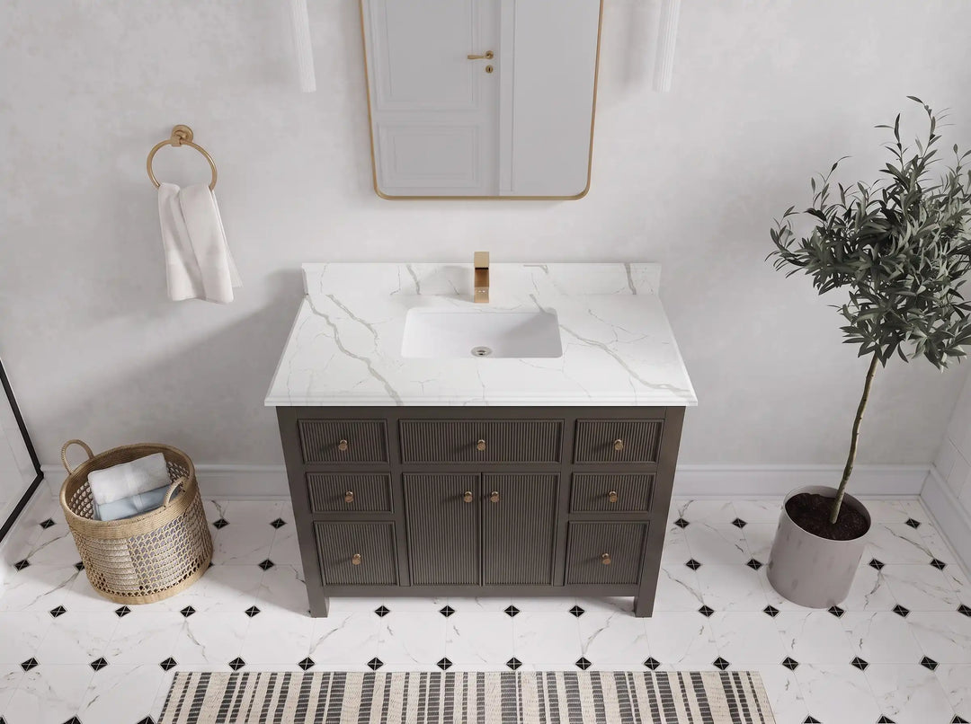 Sonoma 42 in W x 22 in D Free Standing Reeded Single Sink Bathroom Vanity | 
              
                Urbane Bronze
                
                  
             - SON_URB_WHQZ_42 - photo №15