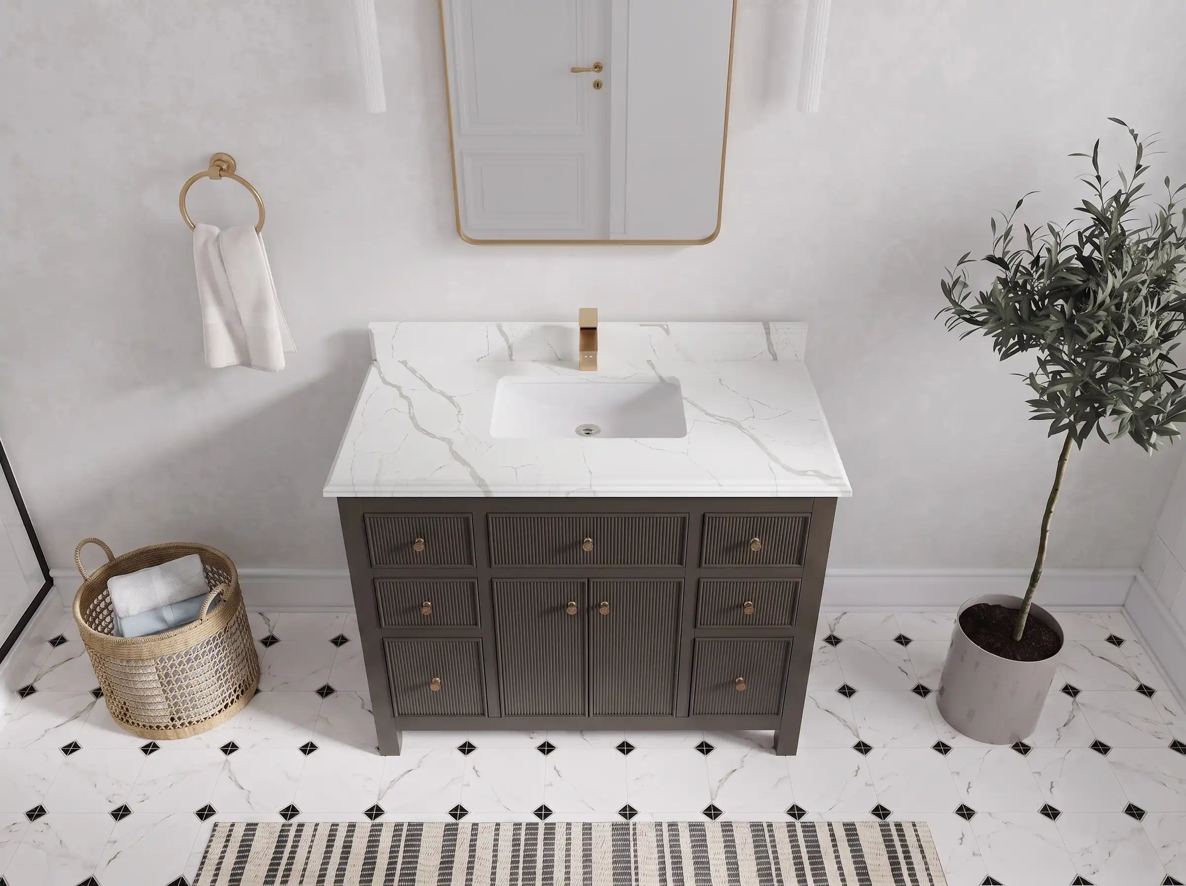 Sonoma 42 in W x 22 in D Free Standing Reeded Single Sink Bathroom Vanity