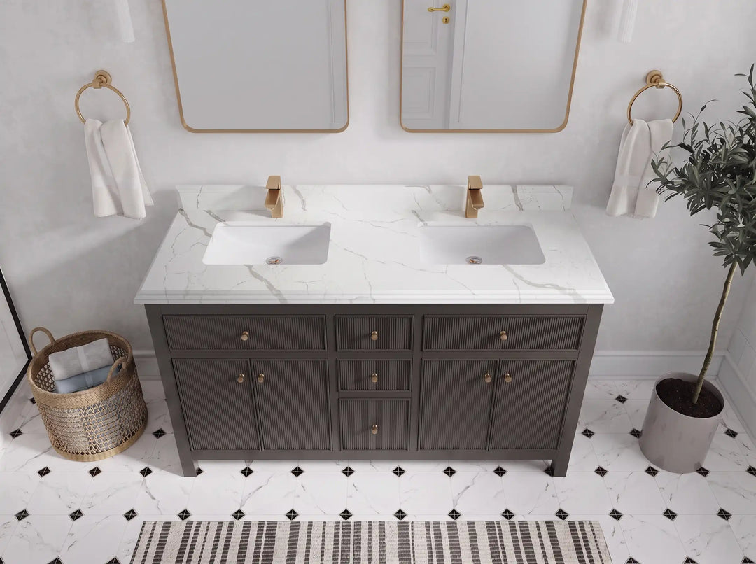Sonoma 60 in W x 22 in D Free Standing Reeded Double Sink Bathroom Vanity | 
              
                Urbane Bronze
                
                  
             - SON_URB_WHQZ_60D - photo №16