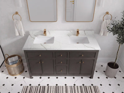 Sonoma 60 in W x 22 in D Free Standing Reeded Double Sink Bathroom Vanity