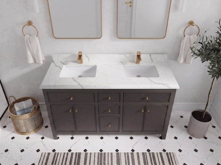 Sonoma 60 in W x 22 in D Free Standing Reeded Double Sink Bathroom Vanity - photo 16