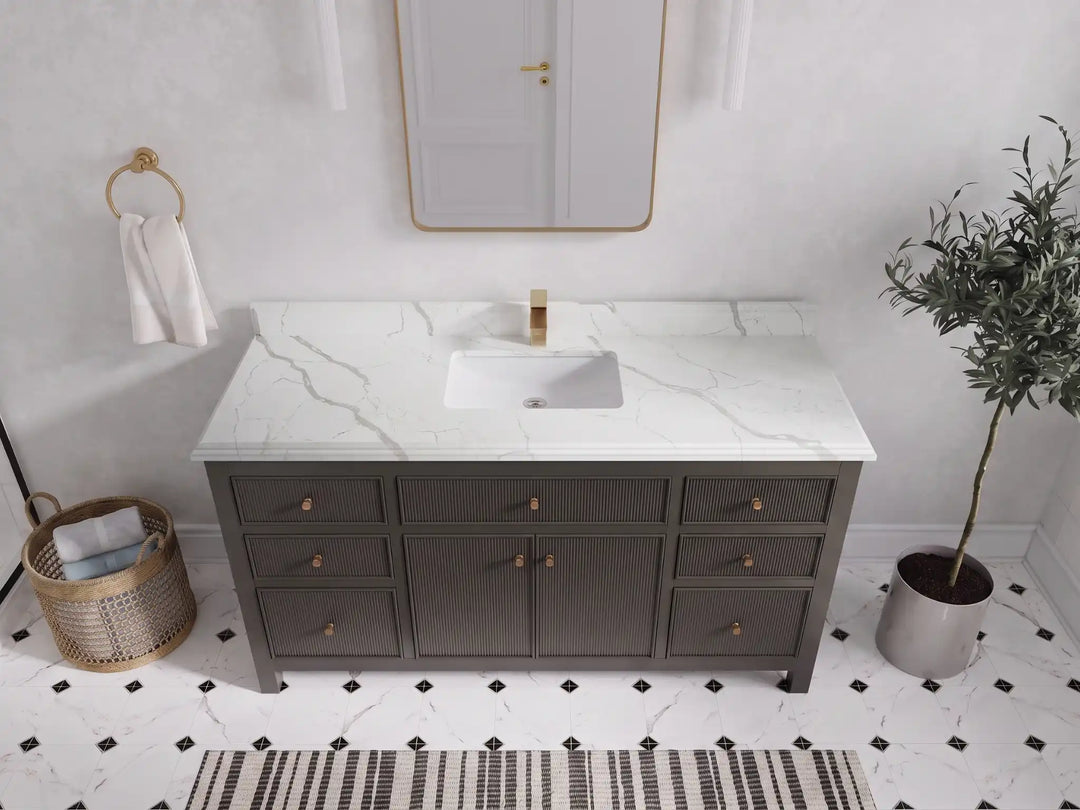 Sonoma 60 in W x 22 in D Free Standing Reeded Single Sink Bathroom Vanity | 
              
                Urbane Bronze
                
                  
             - SON_URB_WHQZ_60S - photo №31