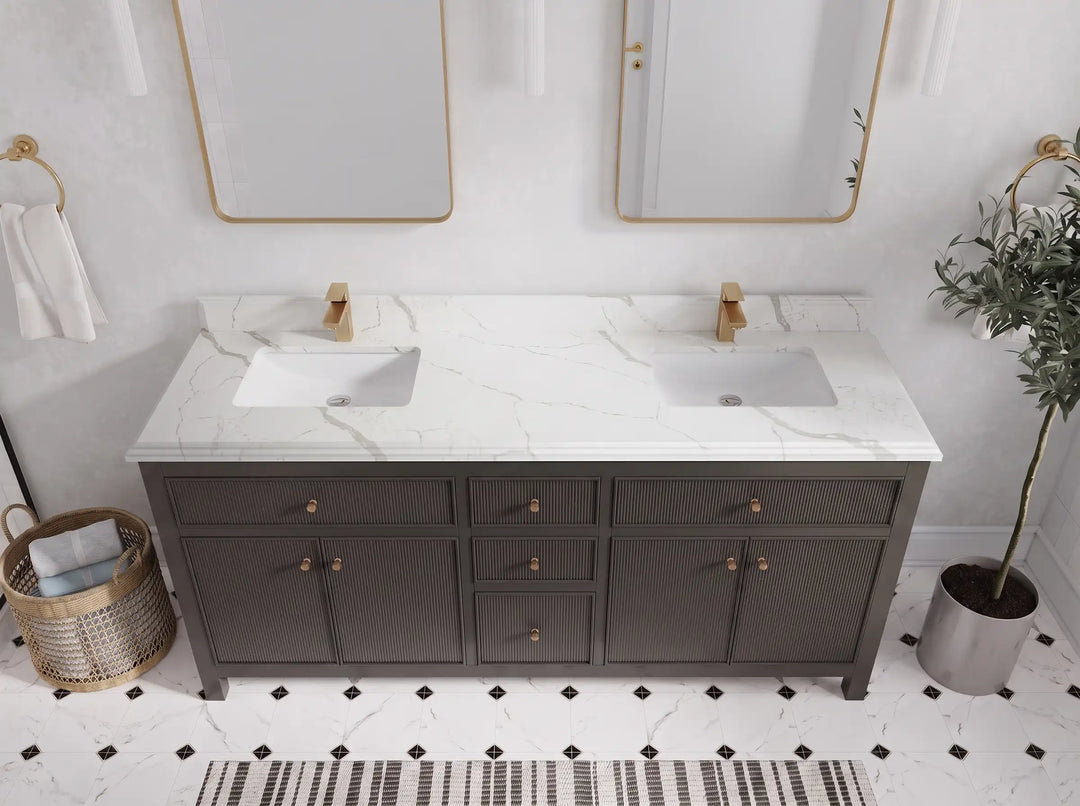 Sonoma 72 in W x 22 in D Free Standing Reeded Double Sink Bathroom Vanity | 
              
                Urbane Bronze
                
                  
             - SON_URB_WHQZ_72D - photo №31