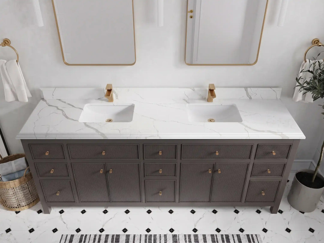 Sonoma 84 in W x 22 in D Free Standing Reeded Double Sink Bathroom Vanity | 
              
                Urbane Bronze
                
                  
             - SON_URB_WHQZ_84D - photo №15