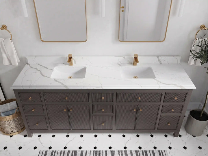Sonoma 84 in W x 22 in D Free Standing Reeded Double Sink Bathroom Vanity - photo 15