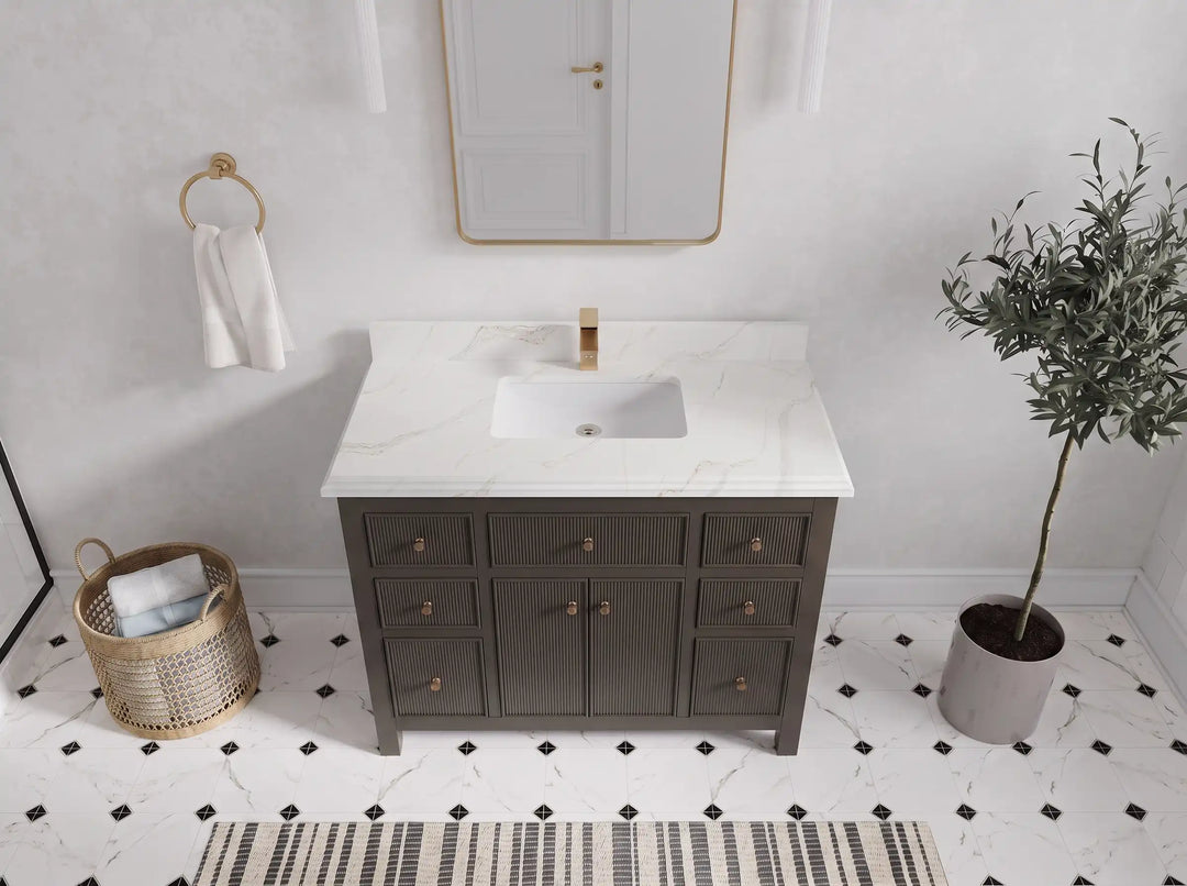 Sonoma 42 in W x 22 in D Free Standing Reeded Single Sink Bathroom Vanity | 
              
                Urbane Bronze
                
                  
             - SON_URB_WHQZ_42 - photo №36