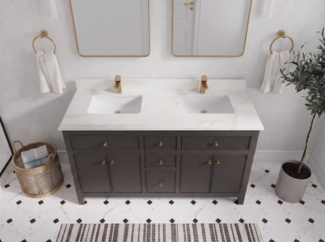 Sonoma 60 in W x 22 in D Free Standing Reeded Double Sink Bathroom Vanity | 
              
                Urbane Bronze
                
                  
             - SON_URB_WHQZ_60D - photo №37