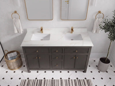 Sonoma 60 in W x 22 in D Free Standing Reeded Double Sink Bathroom Vanity