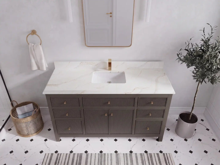 Sonoma 60 in W x 22 in D Free Standing Reeded Single Sink Bathroom Vanity - photo 23