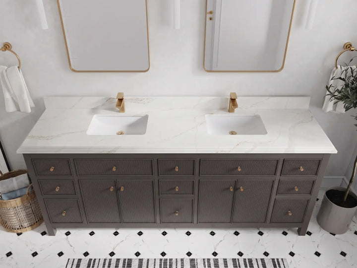 Sonoma 84 in W x 22 in D Free Standing Reeded Double Sink Bathroom Vanity - photo 34