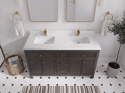 Sonoma 60 in W x 22 in D Free Standing Reeded Double Sink Bathroom Vanity
