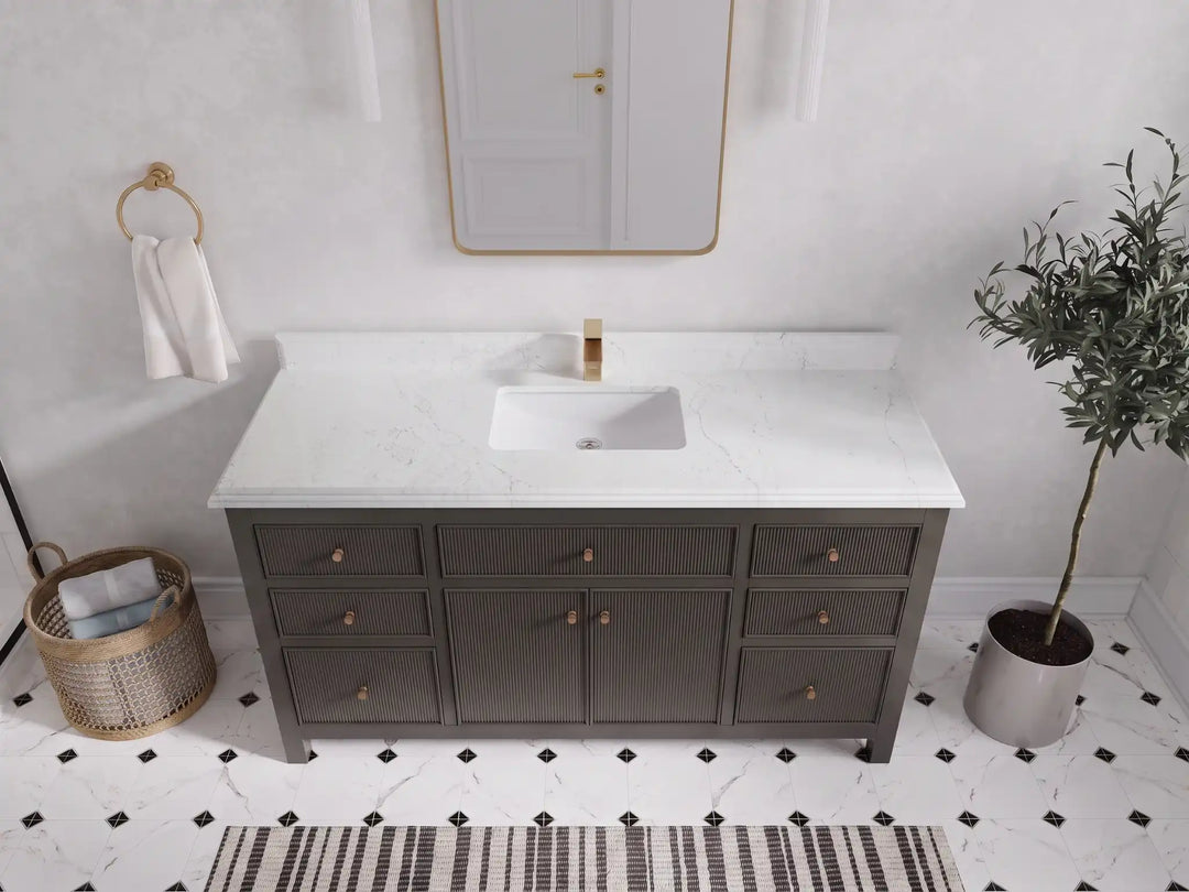 Sonoma 60 in W x 22 in D Free Standing Reeded Single Sink Bathroom Vanity | 
              
                Urbane Bronze
                
                  
             - SON_URB_WHQZ_60S - photo №32